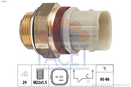 Obrázok Teplotný spínač ventilátora chladenia FACET Made in Italy - OE Equivalent 75197
