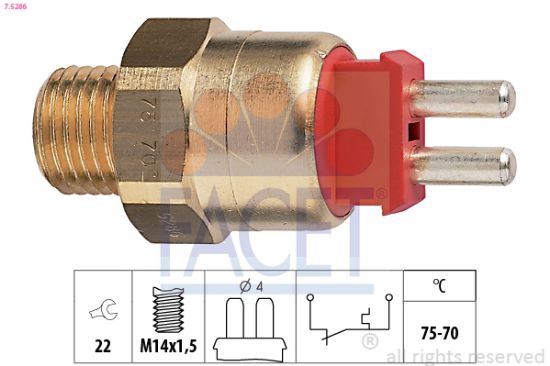 Obrázok Teplotný spínač ventilátora chladenia FACET Made in Italy - OE Equivalent 75286