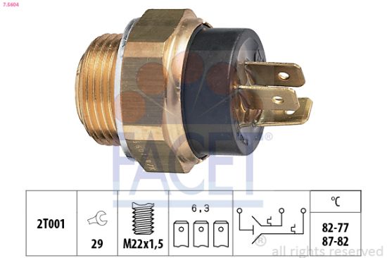 Obrázok Teplotný spínač ventilátora chladenia FACET Made in Italy - OE Equivalent 75604