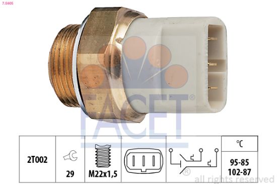 Obrázok Teplotný spínač ventilátora chladenia FACET Made in Italy - OE Equivalent 75605