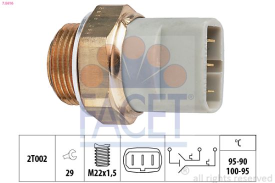 Obrázok Teplotný spínač ventilátora chladenia FACET Made in Italy - OE Equivalent 75616