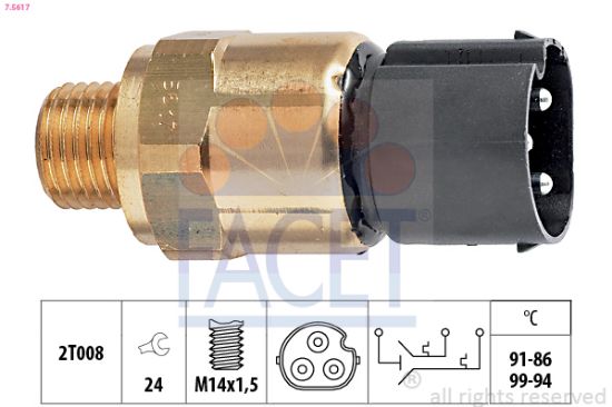 Obrázok Teplotný spínač ventilátora chladenia FACET Made in Italy - OE Equivalent 75617