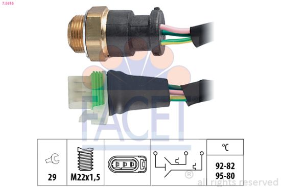 Obrázok Teplotný spínač ventilátora chladenia FACET Made in Italy - OE Equivalent 75618
