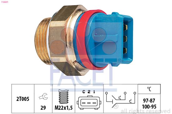 Obrázok Teplotný spínač ventilátora chladenia FACET Made in Italy - OE Equivalent 75631
