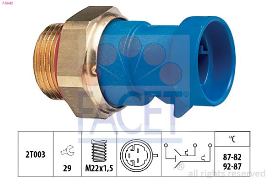 Obrázok Teplotný spínač ventilátora chladenia FACET Made in Italy - OE Equivalent 75642