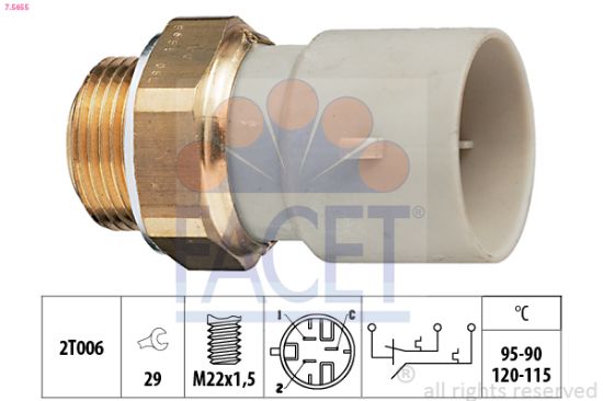 Obrázok Teplotný spínač ventilátora chladenia FACET Made in Italy - OE Equivalent 75655