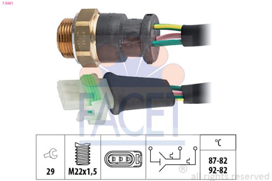 Obrázok Teplotný spínač ventilátora chladenia FACET Made in Italy - OE Equivalent 75661