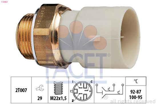 Obrázok Teplotný spínač ventilátora chladenia FACET Made in Italy - OE Equivalent 75663
