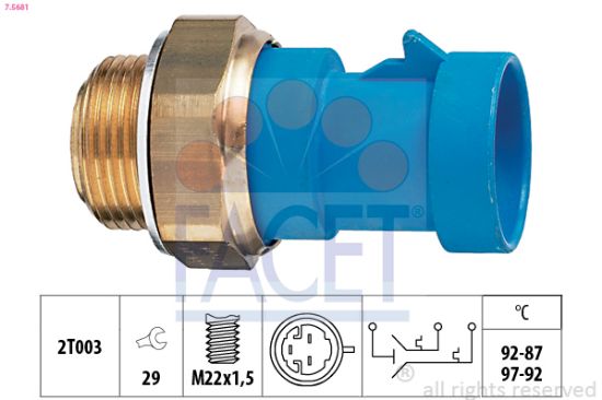Obrázok Teplotný spínač ventilátora chladenia FACET Made in Italy - OE Equivalent 75681