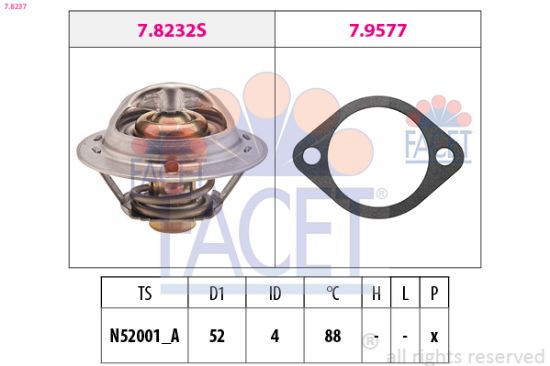 Obrázok Termostat chladenia FACET Made in Italy - OE Equivalent 78237