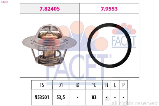 Obrázok Termostat chladenia FACET Made in Italy - OE Equivalent 78240