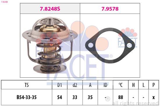 Obrázok Termostat chladenia FACET Made in Italy - OE Equivalent 78248