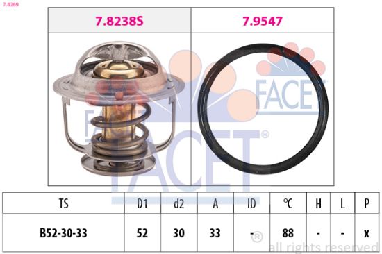 Obrázok Termostat chladenia FACET Made in Italy - OE Equivalent 78269