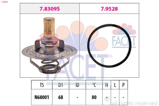 Obrázok Termostat chladenia FACET Made in Italy - OE Equivalent 78309