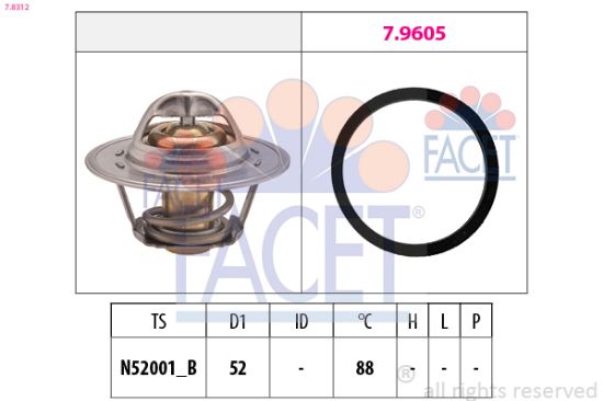 Obrázok Termostat chladenia FACET Made in Italy - OE Equivalent 78312