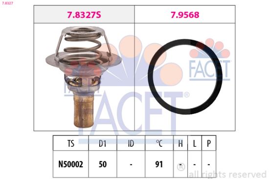 Obrázok Termostat chladenia FACET Made in Italy - OE Equivalent 78327