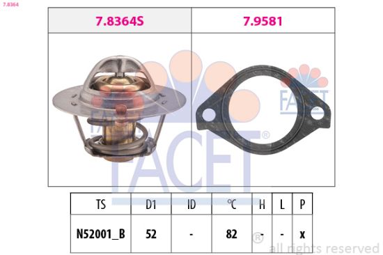 Obrázok Termostat chladenia FACET Made in Italy - OE Equivalent 78364