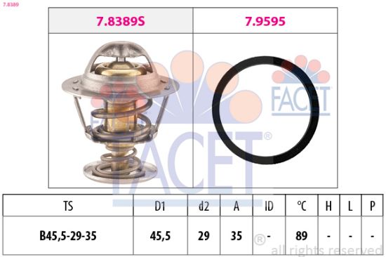 Obrázok Termostat chladenia FACET Made in Italy - OE Equivalent 78389
