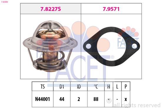 Obrázok Termostat chladenia FACET Made in Italy - OE Equivalent 78390