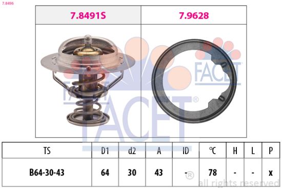 Obrázok Termostat chladenia FACET Made in Italy - OE Equivalent 78496