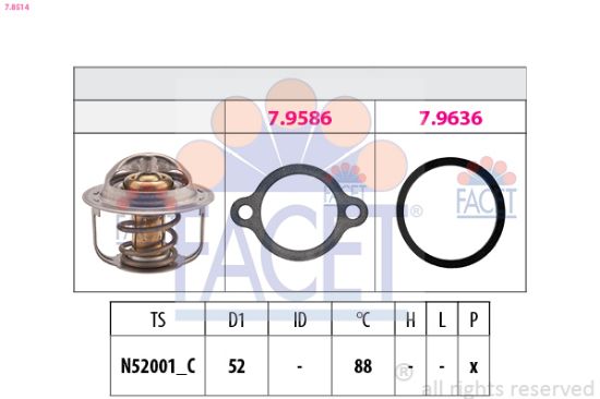 Obrázok Termostat chladenia FACET Made in Italy - OE Equivalent 78514