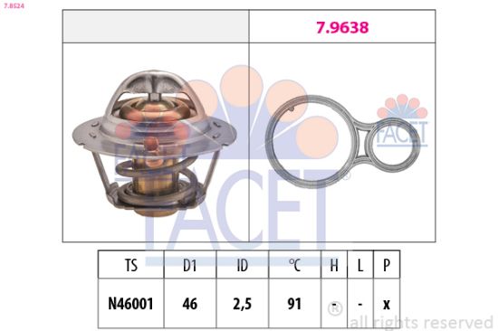 Obrázok Termostat chladenia FACET Made in Italy - OE Equivalent 78524