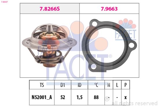 Obrázok Termostat chladenia FACET Made in Italy - OE Equivalent 78647