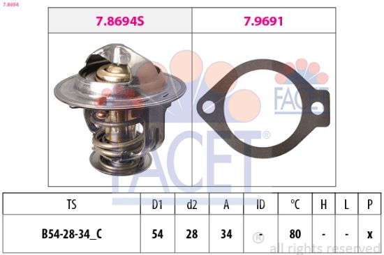 Obrázok Termostat chladenia FACET Made in Italy - OE Equivalent 78694