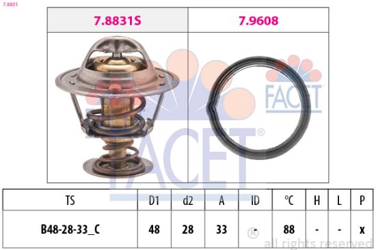 Obrázok Termostat chladenia FACET Made in Italy - OE Equivalent 78831