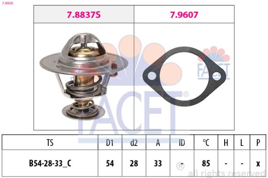 Obrázok Termostat chladenia FACET Made in Italy - OE Equivalent 78838