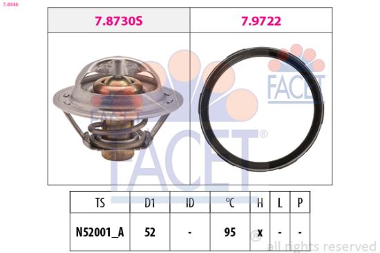 Obrázok Termostat chladenia FACET Made in Italy - OE Equivalent 78946