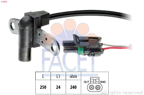 Obrázok Snímač impulzov kľukového hriadeľa FACET Made in Italy - OE Equivalent 90008