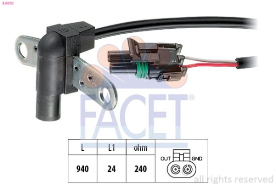 Obrázok Snímač impulzov kľukového hriadeľa FACET Made in Italy - OE Equivalent 90010