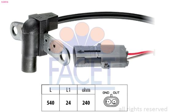 Obrázok Snímač impulzov kľukového hriadeľa FACET Made in Italy - OE Equivalent 90016