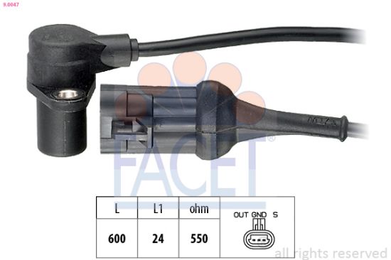 Obrázok Snímač impulzov kľukového hriadeľa FACET Made in Italy - OE Equivalent 90047