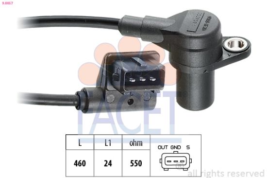 Obrázok Snímač impulzov kľukového hriadeľa FACET Made in Italy - OE Equivalent 90057