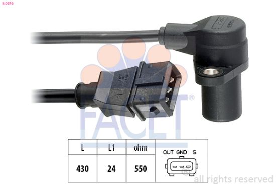 Obrázok Snímač impulzov kľukového hriadeľa FACET Made in Italy - OE Equivalent 90076