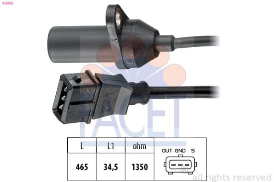 Obrázok Snímač impulzov kľukového hriadeľa FACET Made in Italy - OE Equivalent 90092