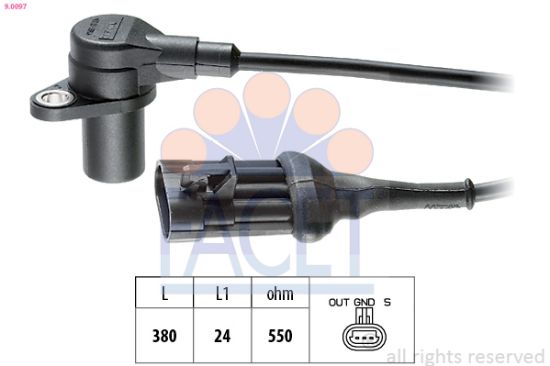 Obrázok Snímač impulzov kľukového hriadeľa FACET Made in Italy - OE Equivalent 90097