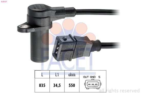 Obrázok Snímač impulzov kľukového hriadeľa FACET Made in Italy - OE Equivalent 90137