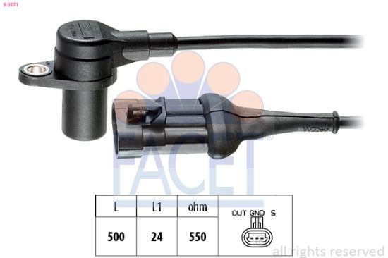 Obrázok Snímač impulzov kľukového hriadeľa FACET Made in Italy - OE Equivalent 90171
