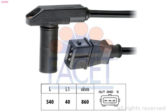 Obrázok Snímač impulzov kľukového hriadeľa FACET Made in Italy - OE Equivalent 90182
