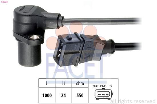 Obrázok Snímač impulzov kľukového hriadeľa FACET Made in Italy - OE Equivalent 90228