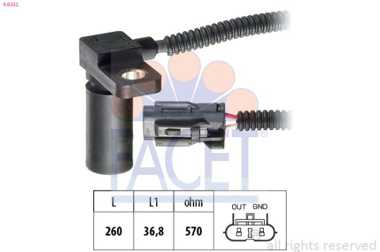 Obrázok Snímač otáčok, automatická prevodovka FACET Made in Italy - OE Equivalent 90232