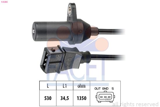 Obrázok Snímač impulzov kľukového hriadeľa FACET Made in Italy - OE Equivalent 90265
