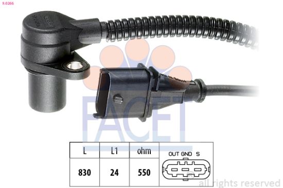 Obrázok Snímač impulzov kľukového hriadeľa FACET Made in Italy - OE Equivalent 90266