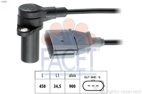 Obrázok Snímač impulzov kľukového hriadeľa FACET Made in Italy - OE Equivalent 90383