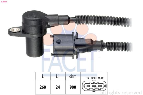 Obrázok Snímač impulzov kľukového hriadeľa FACET Made in Italy - OE Equivalent 90494