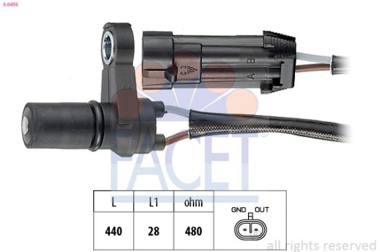 Obrázok Snímač otáčok, automatická prevodovka FACET Made in Italy - OE Equivalent 90495