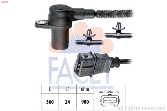 Obrázok Snímač impulzov kľukového hriadeľa FACET Made in Italy - OE Equivalent 90559